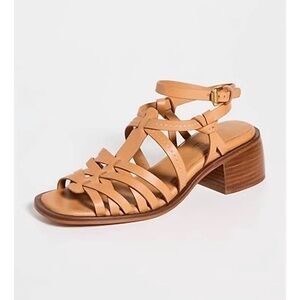 New See by Chloé Strappy Block Heel Sandals Brown Sz EU 42